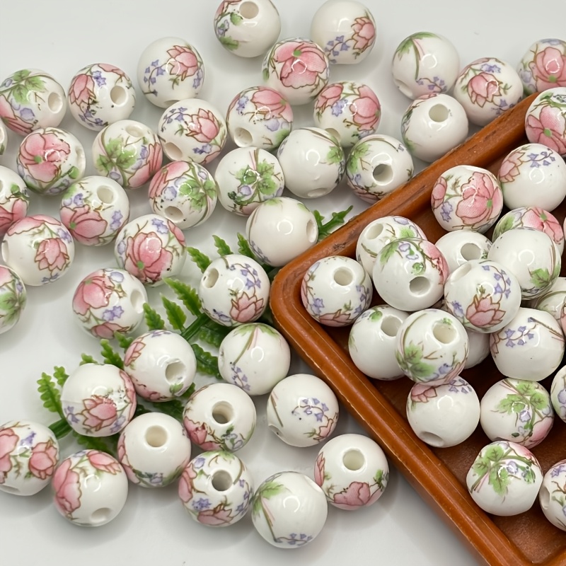 26pcs Colorful Floral Ceramic Beads for Jewellery Making